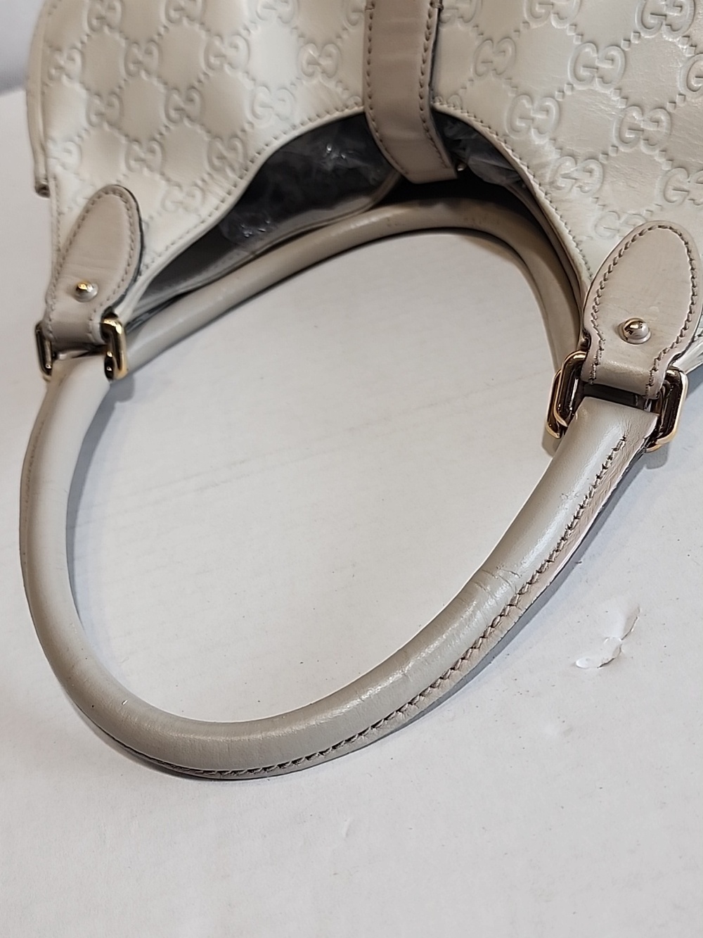 GUCCI Guccissima Vintage White Leather Jackie Bardot Shoulder Bag - Picture 8 of 15